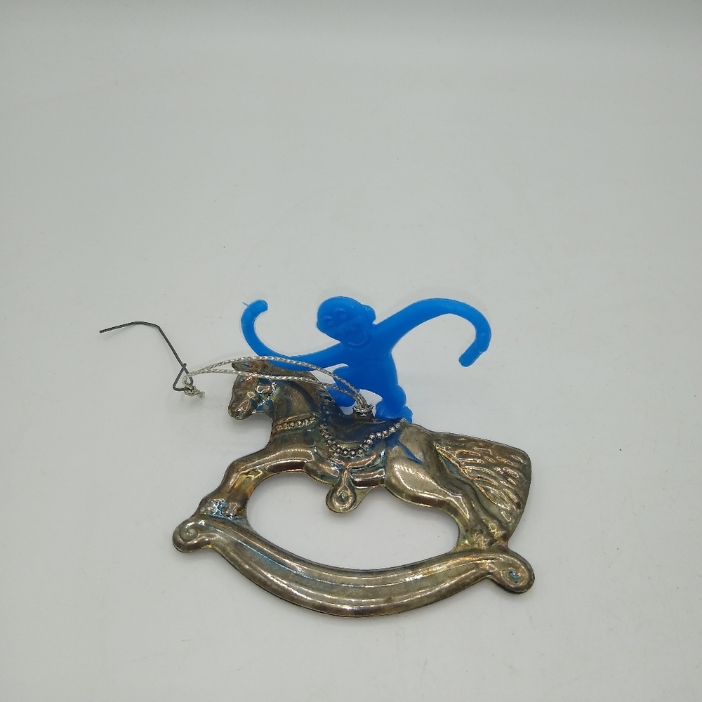 Rocking Horse Silver tone Christmas Tree Ornament Victorian Style Vintage - Picture 10 of 11